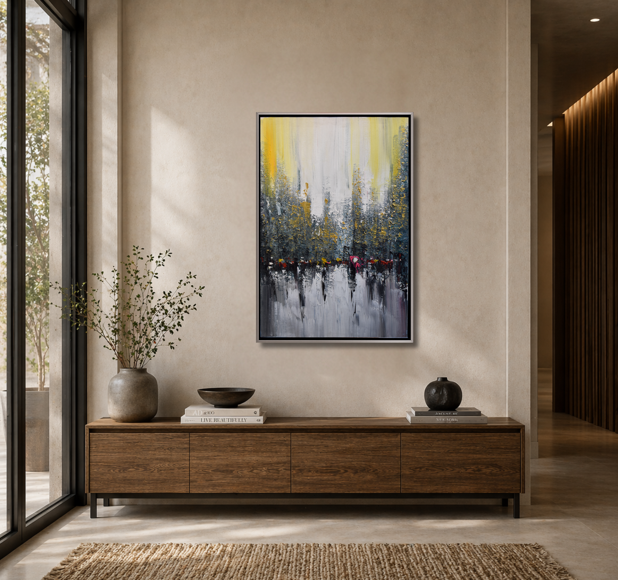 Yellow City Vertical Wall Art