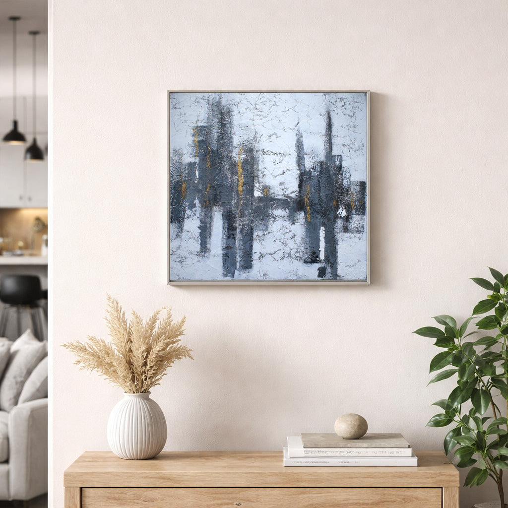Silver Grey Abstract Cityscape Textured ll