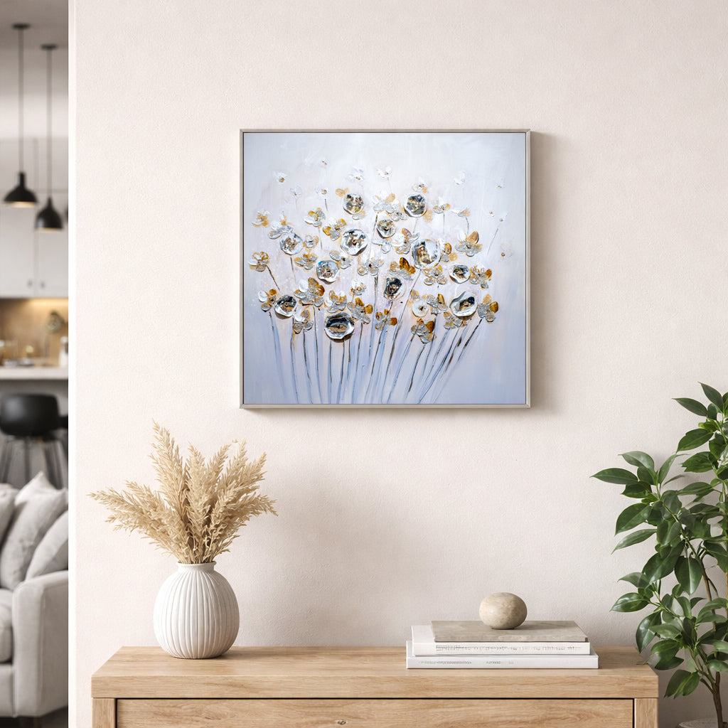 Silver Bloom Textured Floral Abstract ll