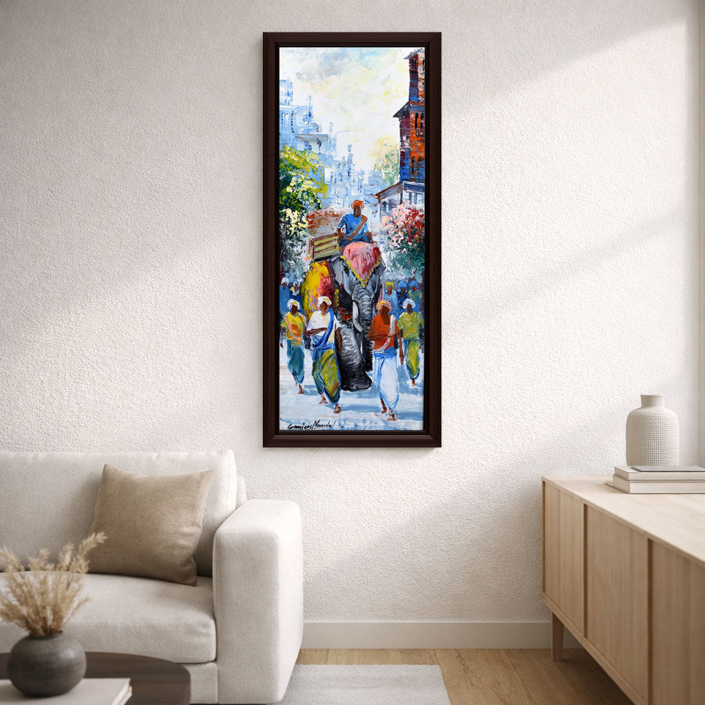 Elephant Procession Handmade Painting