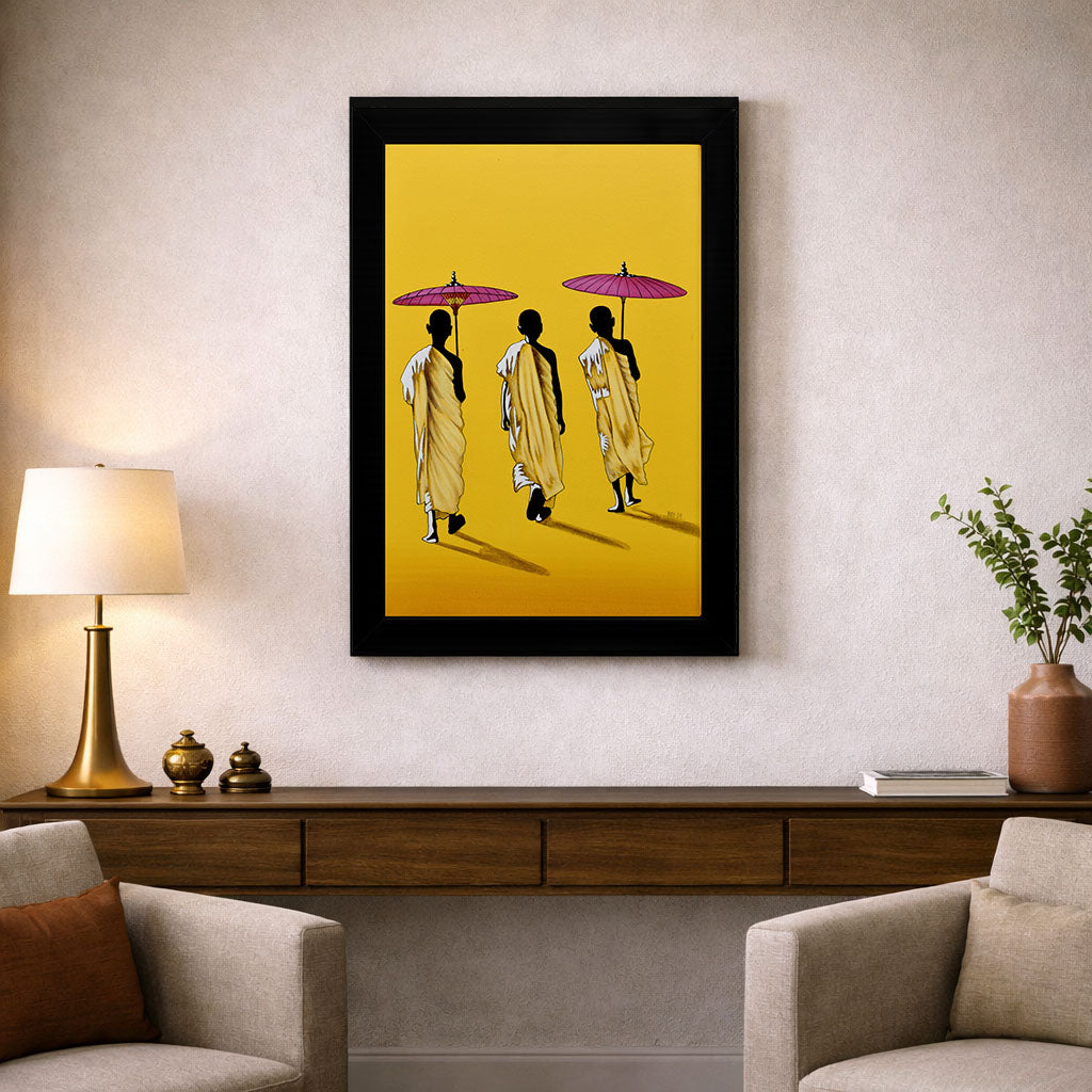 Walking Monks Handmade Painting