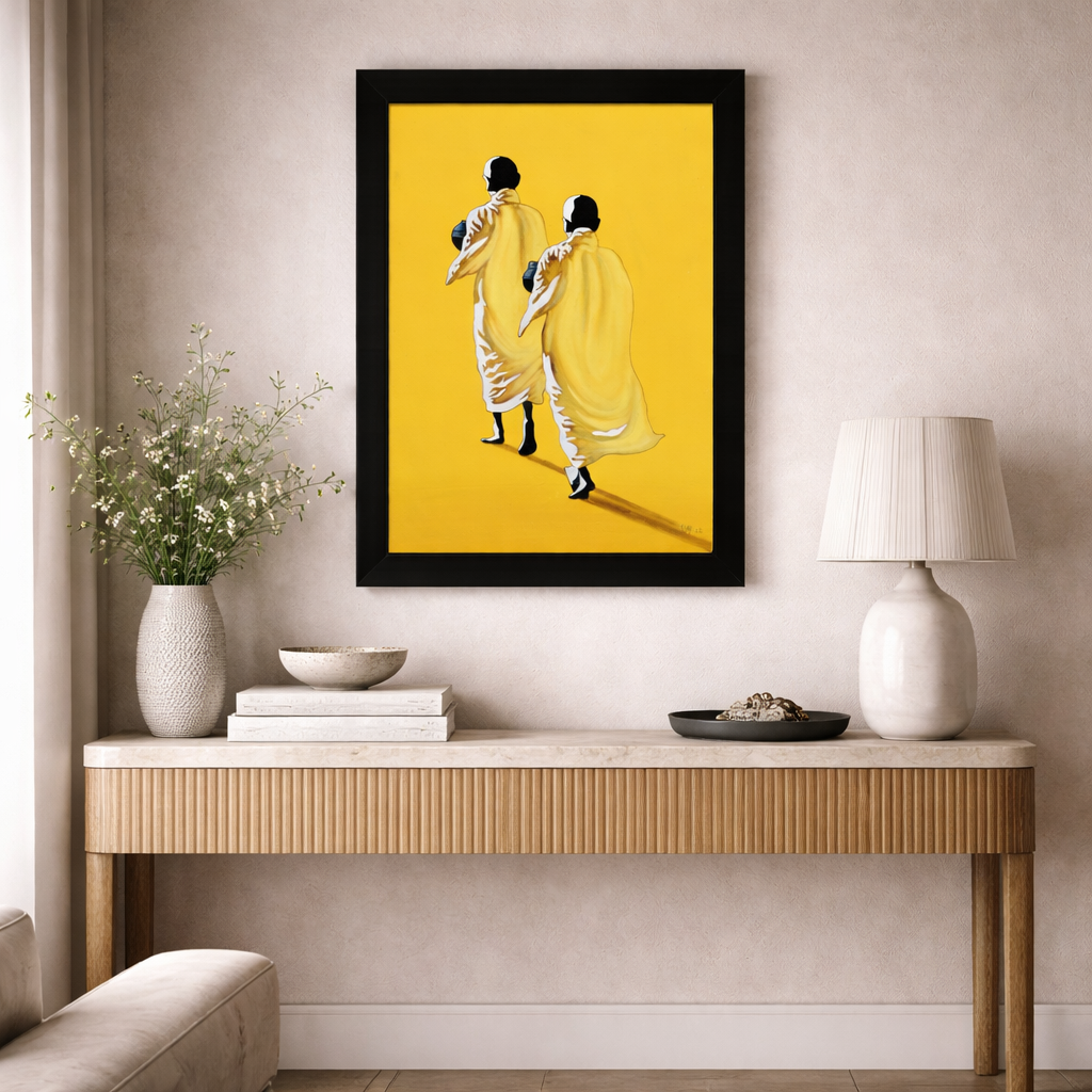Walking Monks Handmade Painting