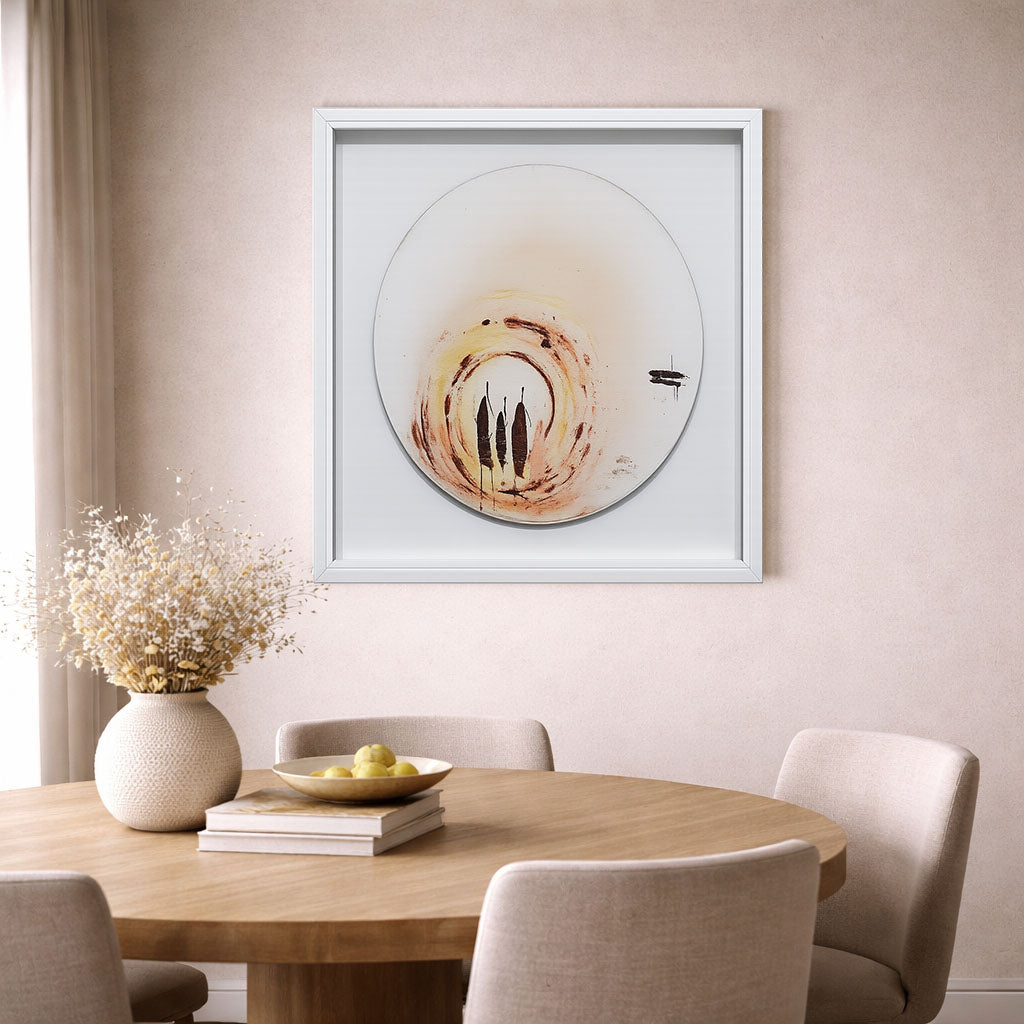 Minimal Round Handmade Painting with Glass Frame 2
