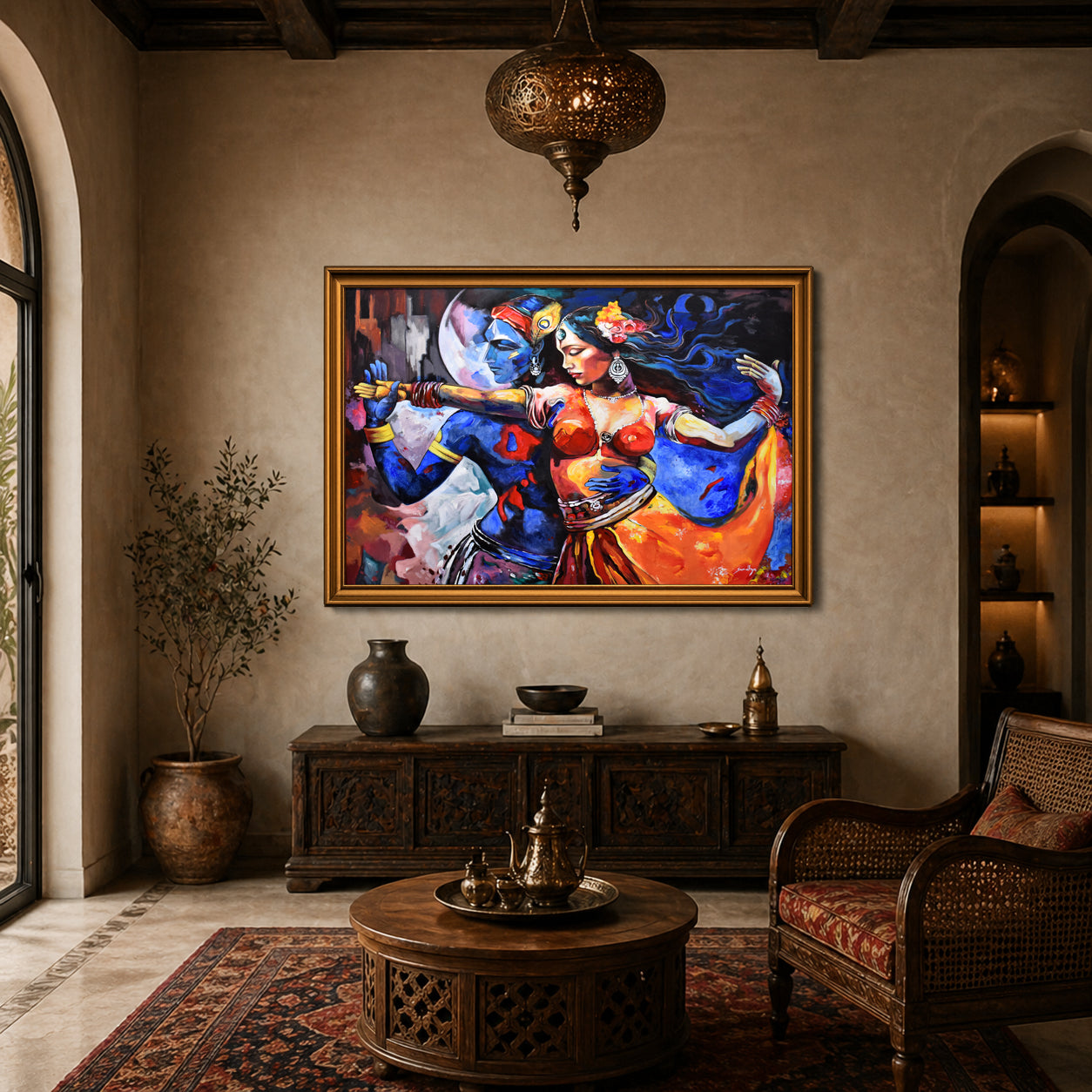 Radha Krishna Dancing Painting
