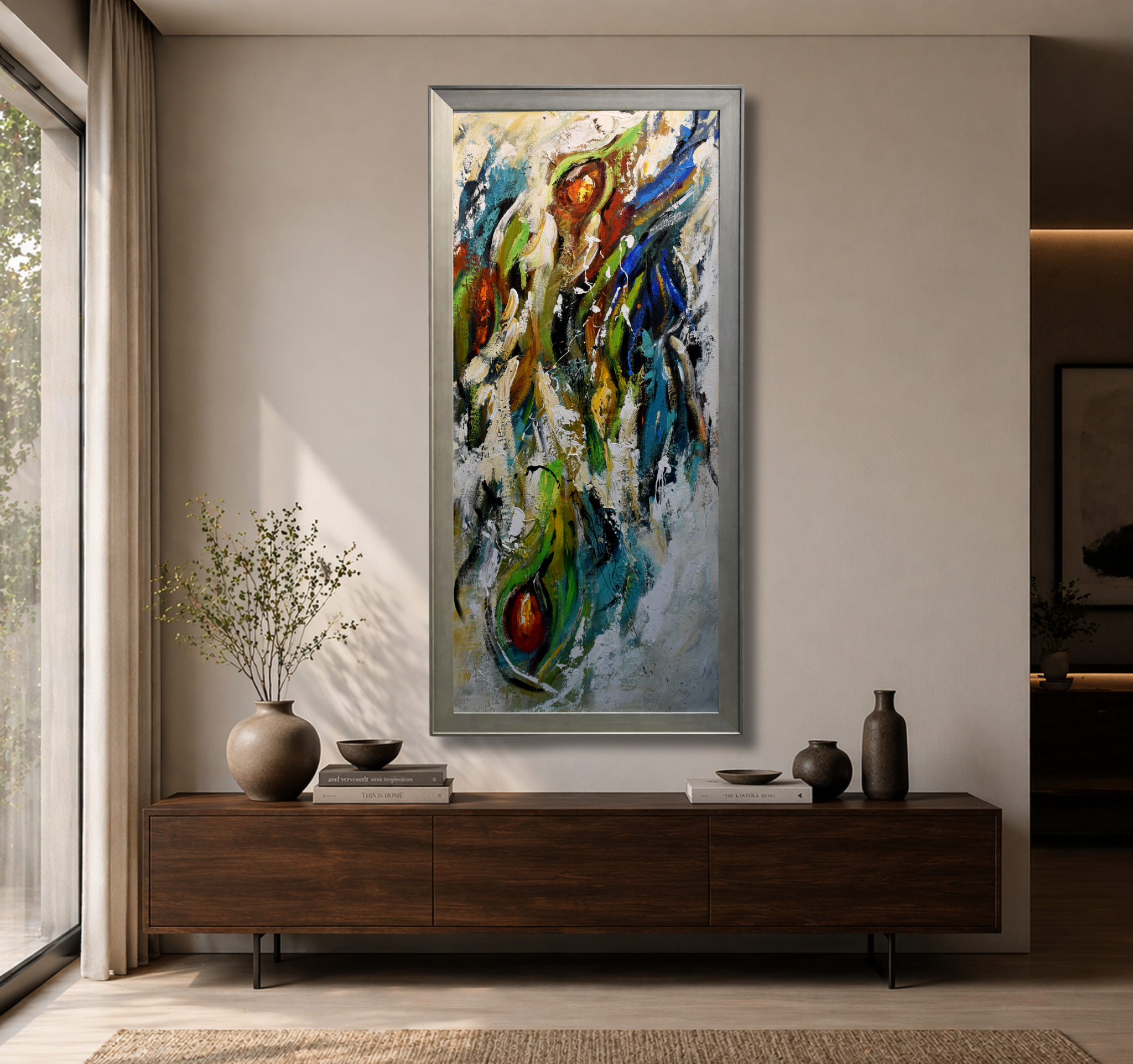 Organic Vertical Abstract Texture Painting