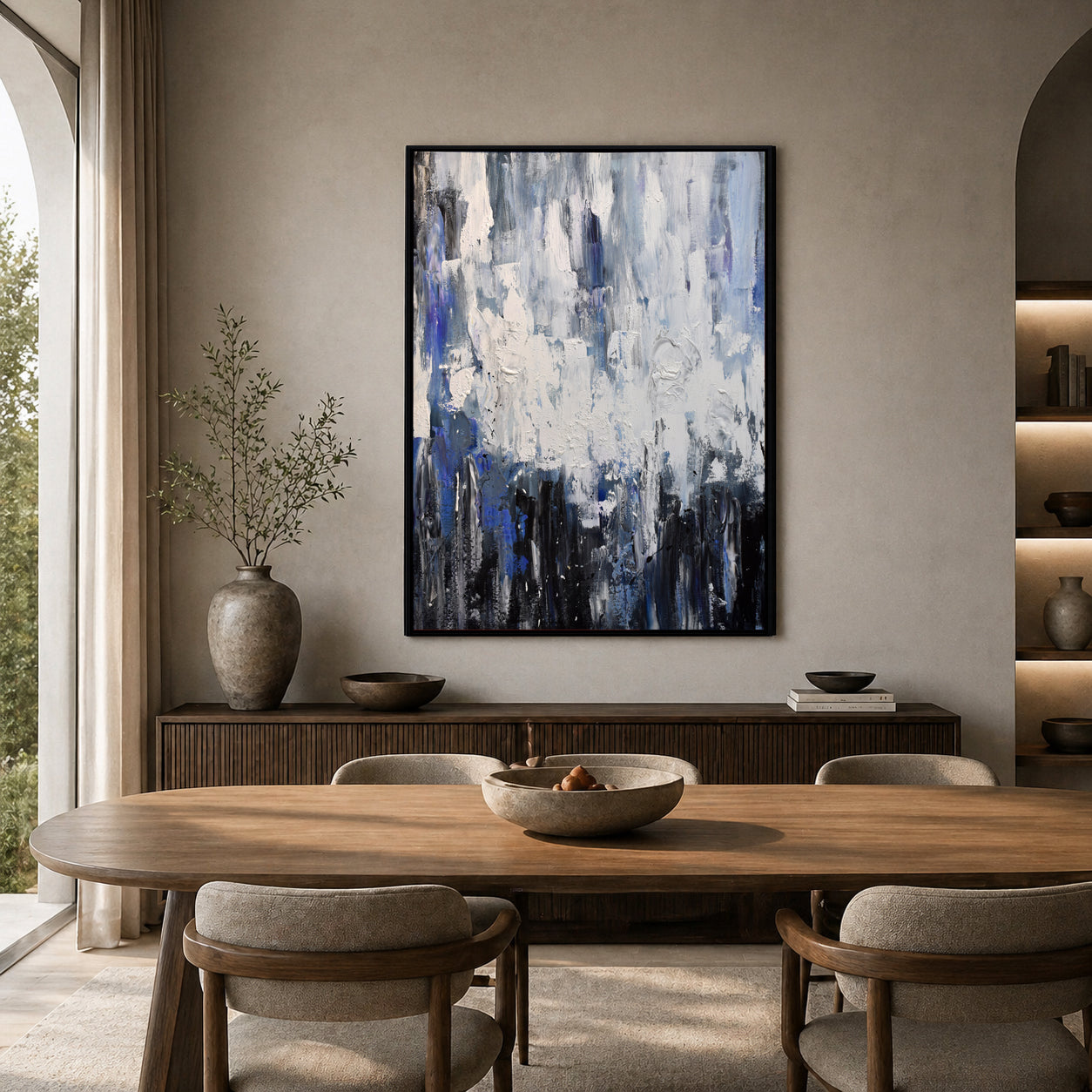 Blue & White Abstract Painting