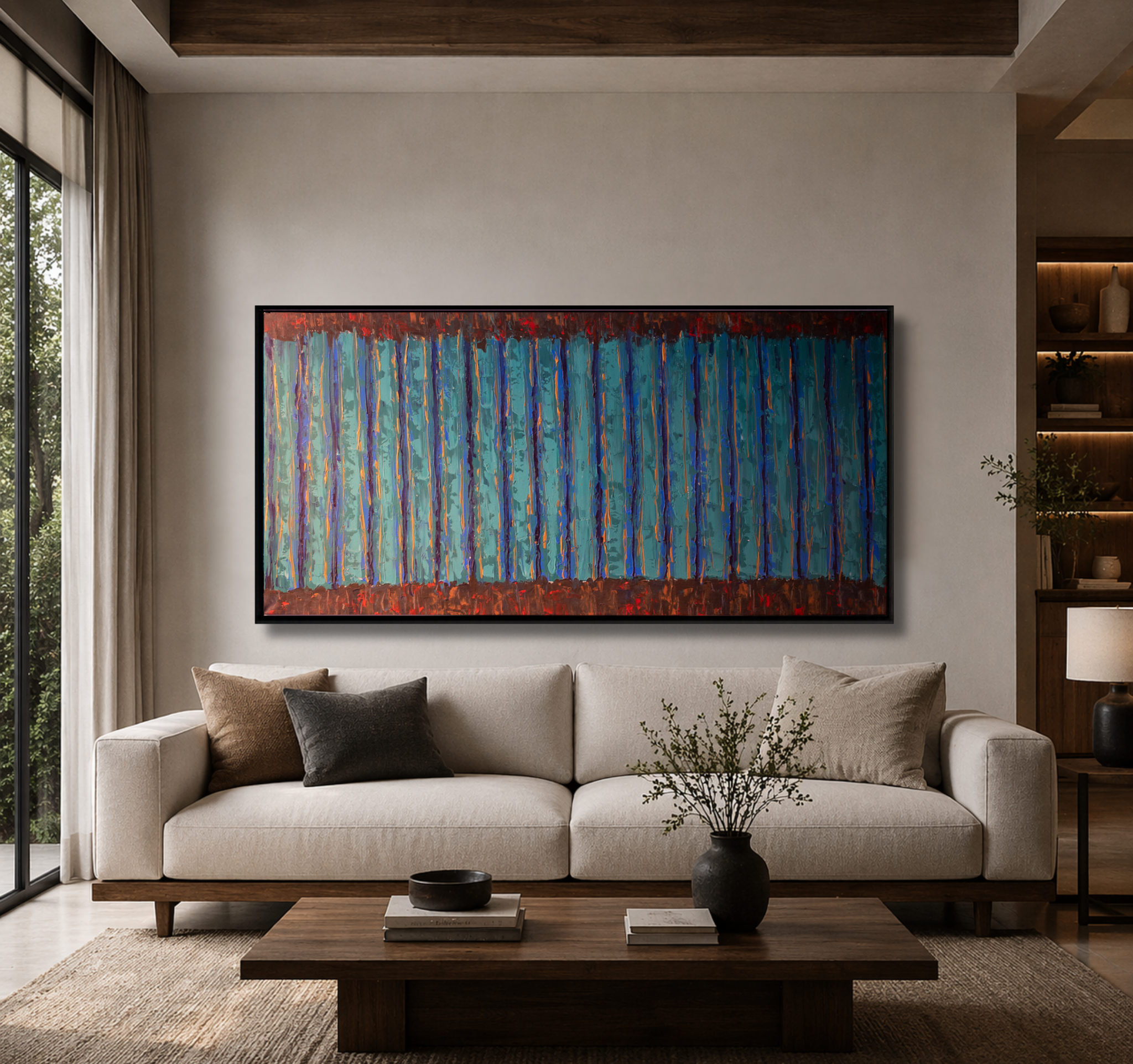 Turquoise Rhythm Abstract Texture Painting