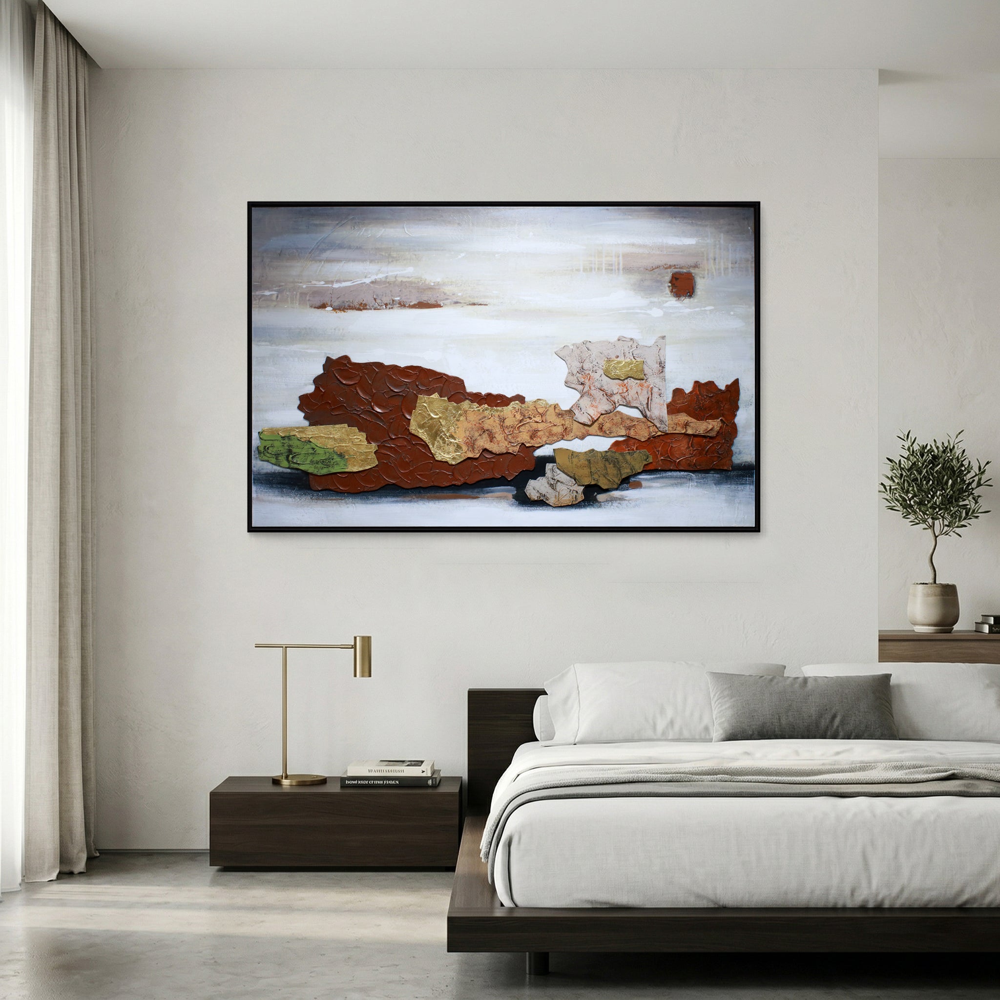 Modern Luxury Painting with Gold Accents
