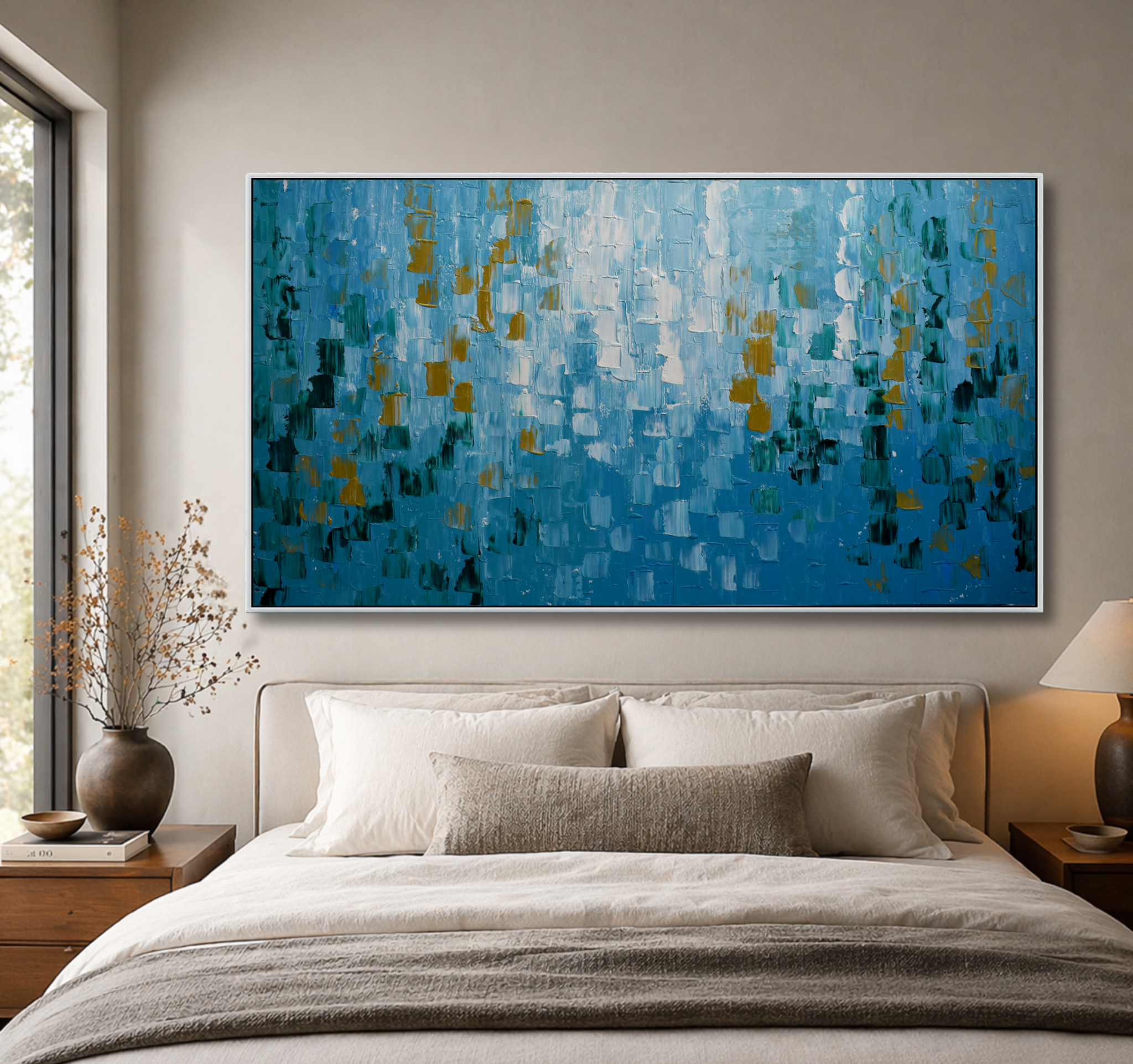 Aqua Mosaic Abstract Texture Painting