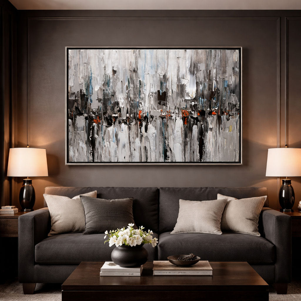 Monochrome Rhythm Handmade Painting