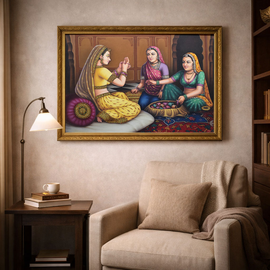 Royal Courtyard Conversation Handmade Painting