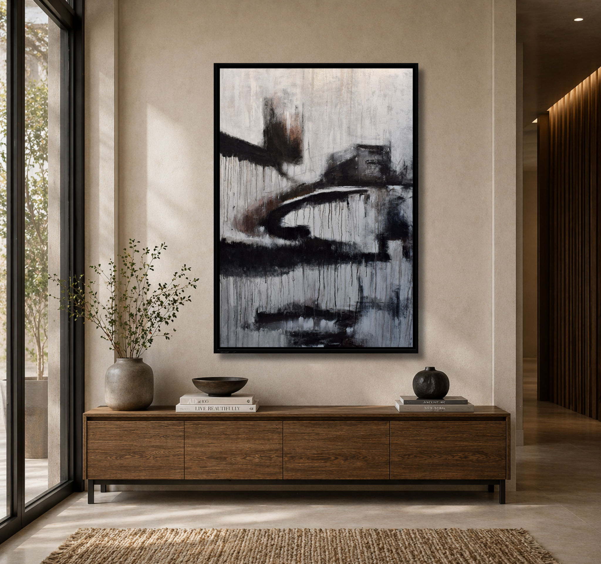 Monochrome Expressionist Abstract Painting