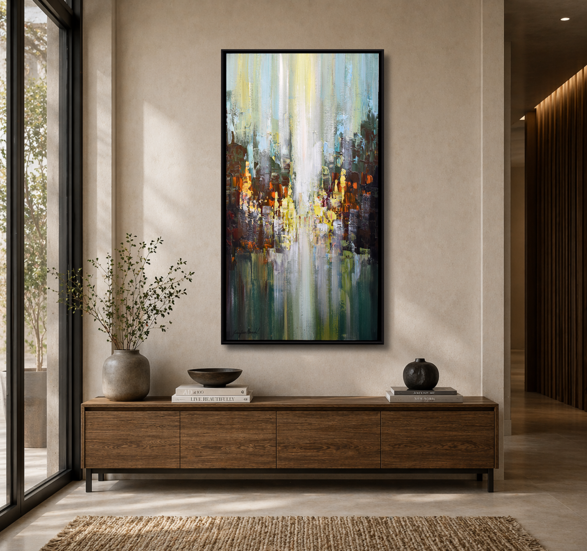 Vertical City Reflection Wall Art