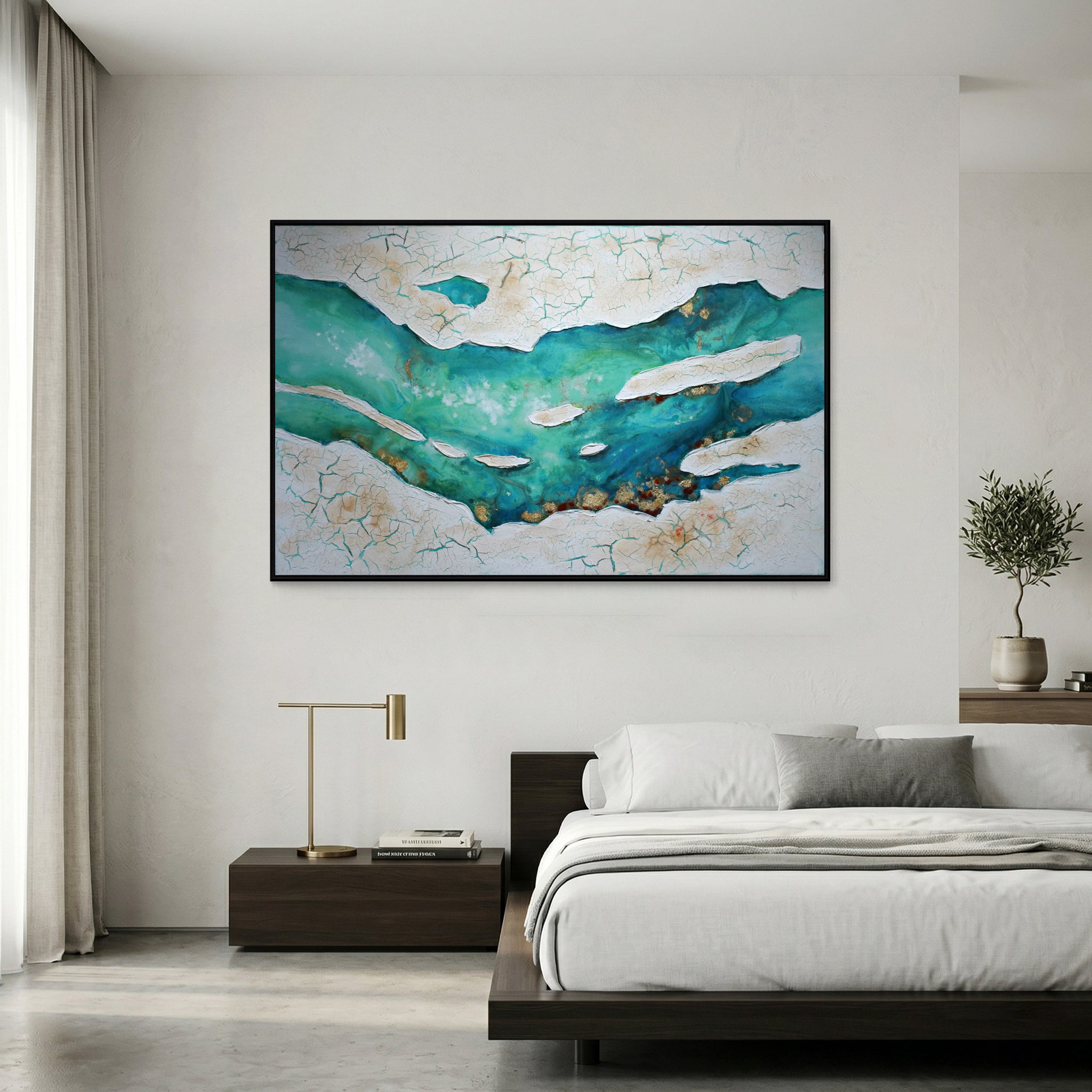 Teal Abstract Textured Wall Art
