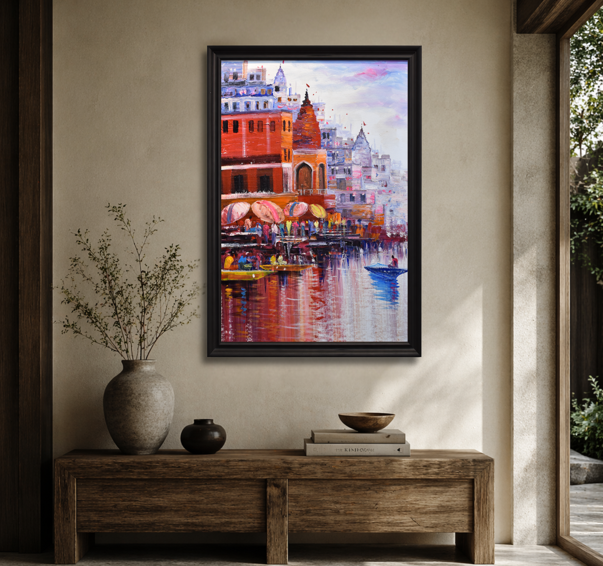 Banaras Ghat Vertical Colorful