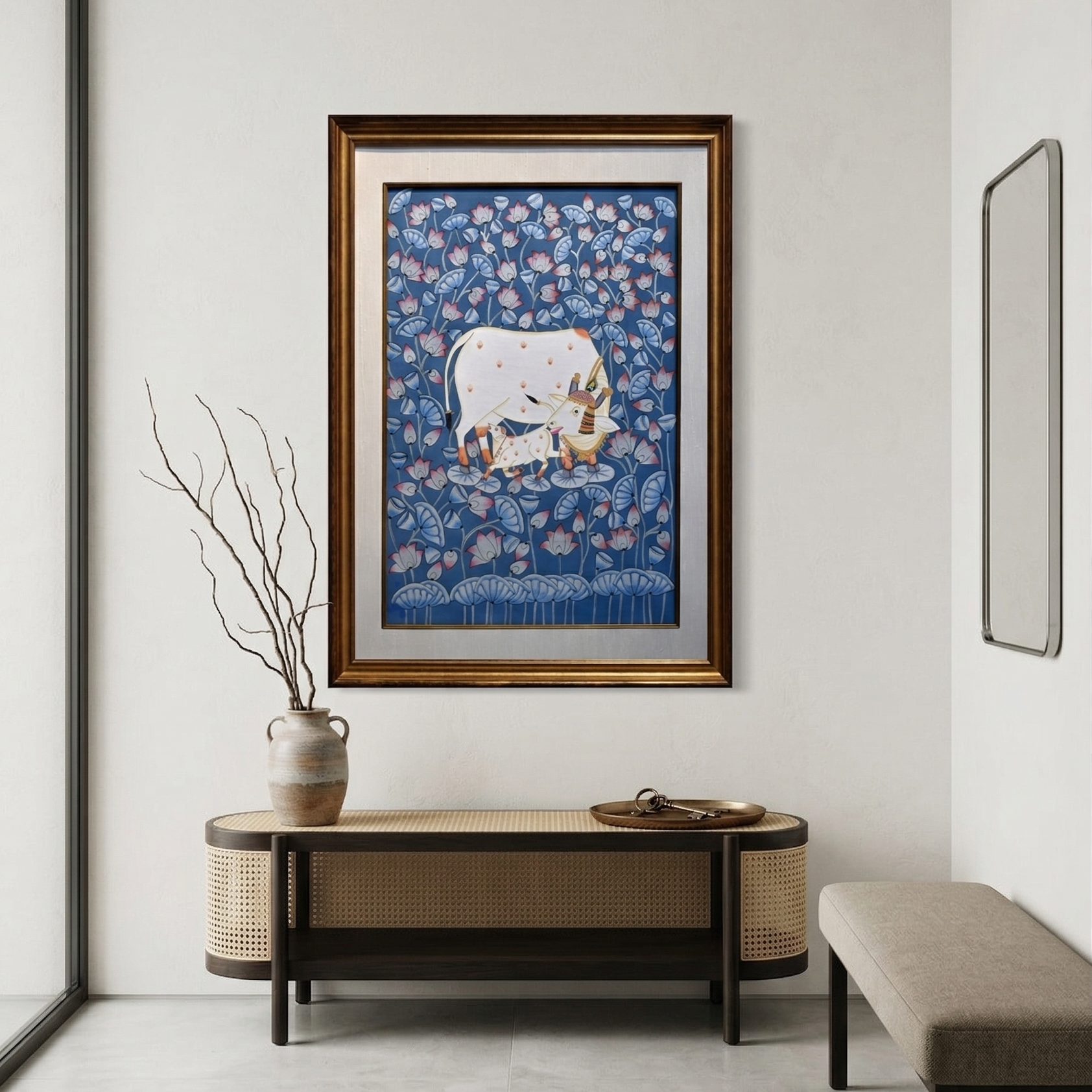 Kamdhenu Pichwai Lotus Floral Wall Art