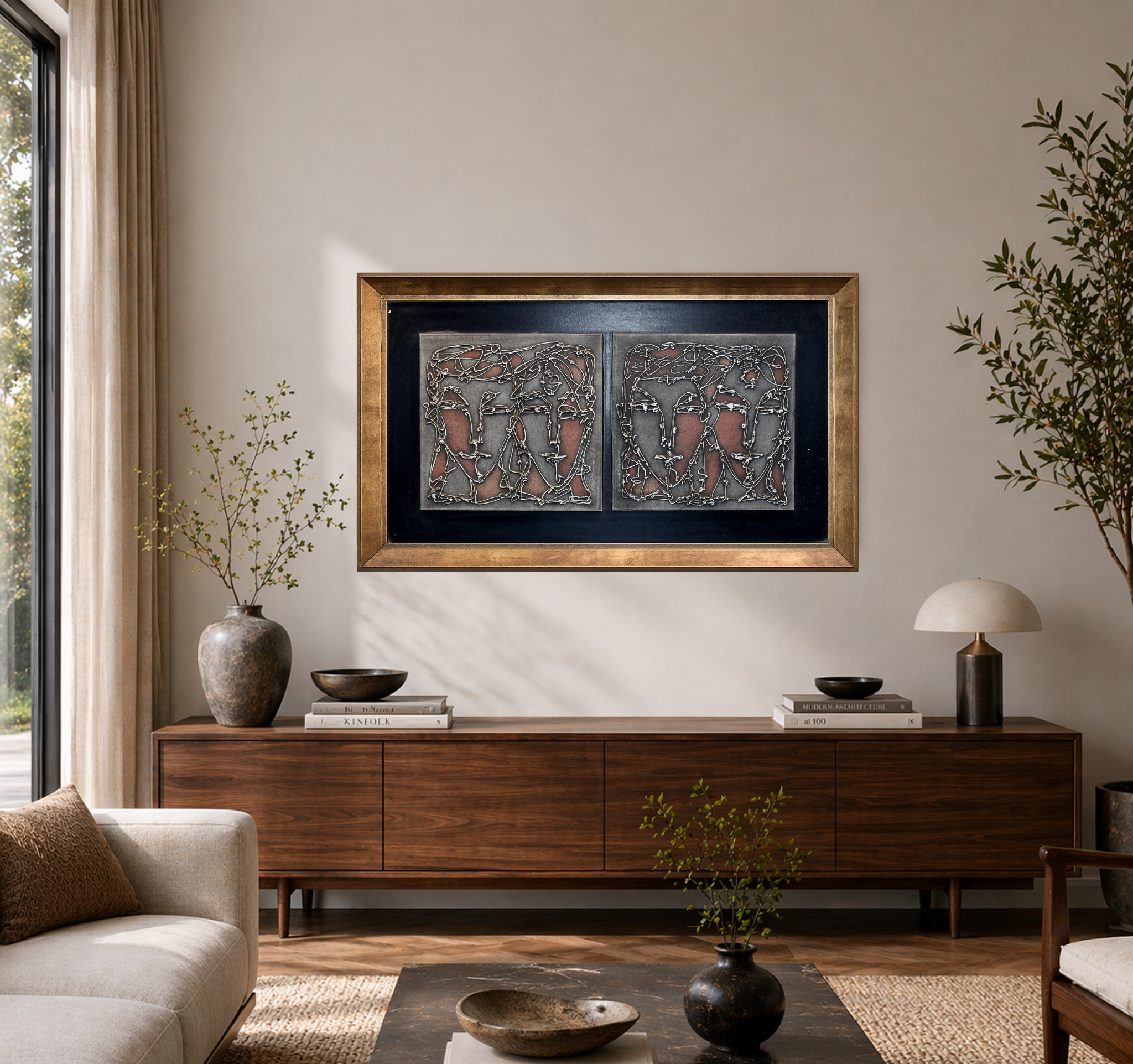 Abstract Faces Horizontal Wall Art Panel ll