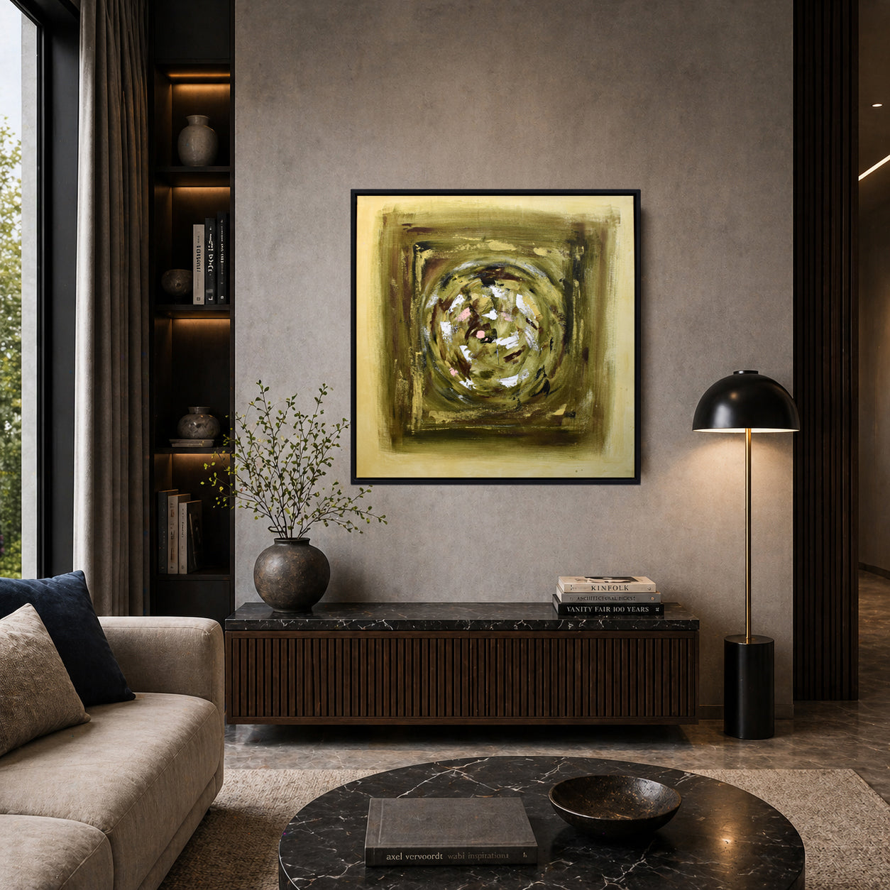Modern Olive Abstract Painting