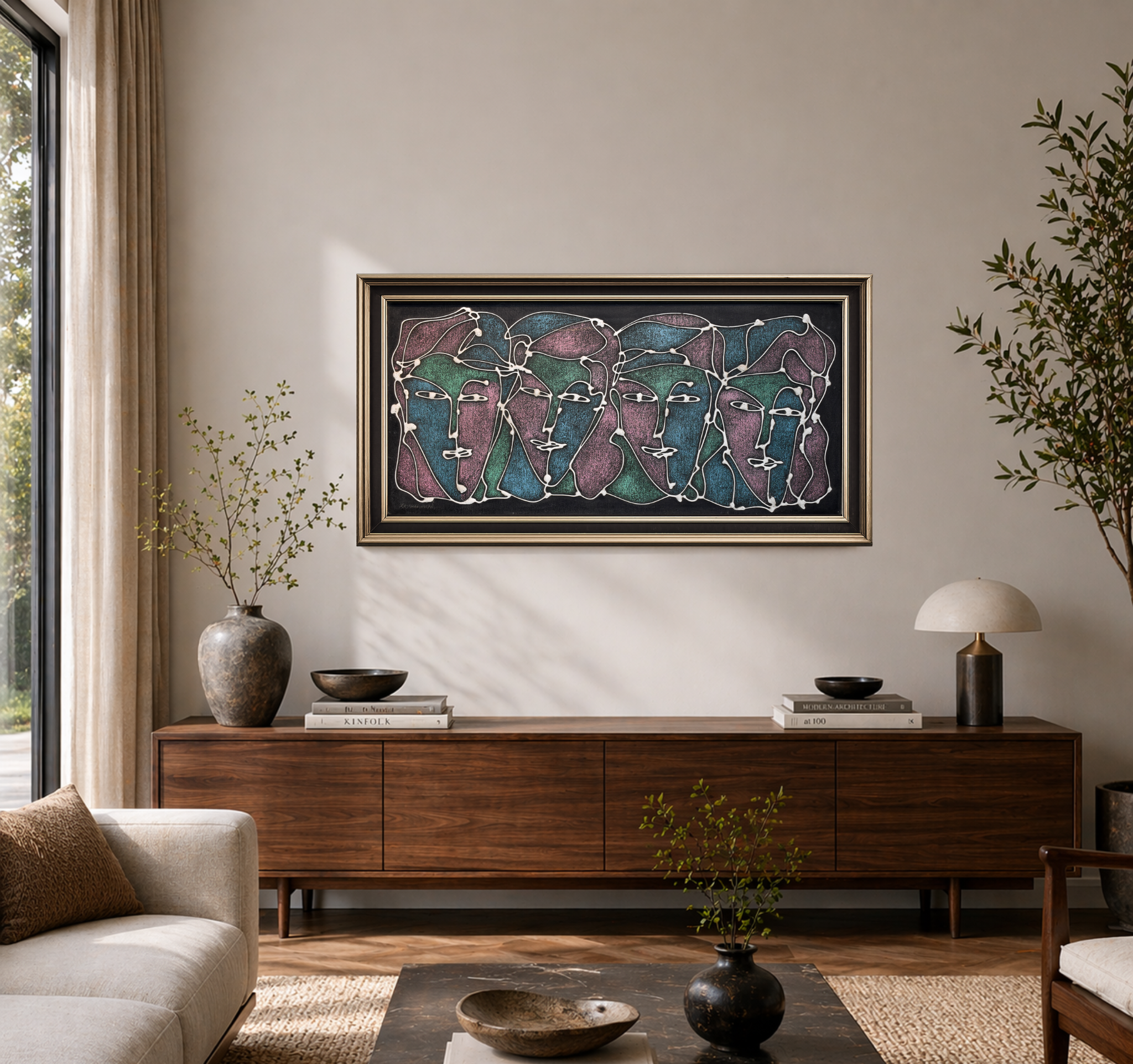 Abstract Faces Horizontal Wall Art Panel