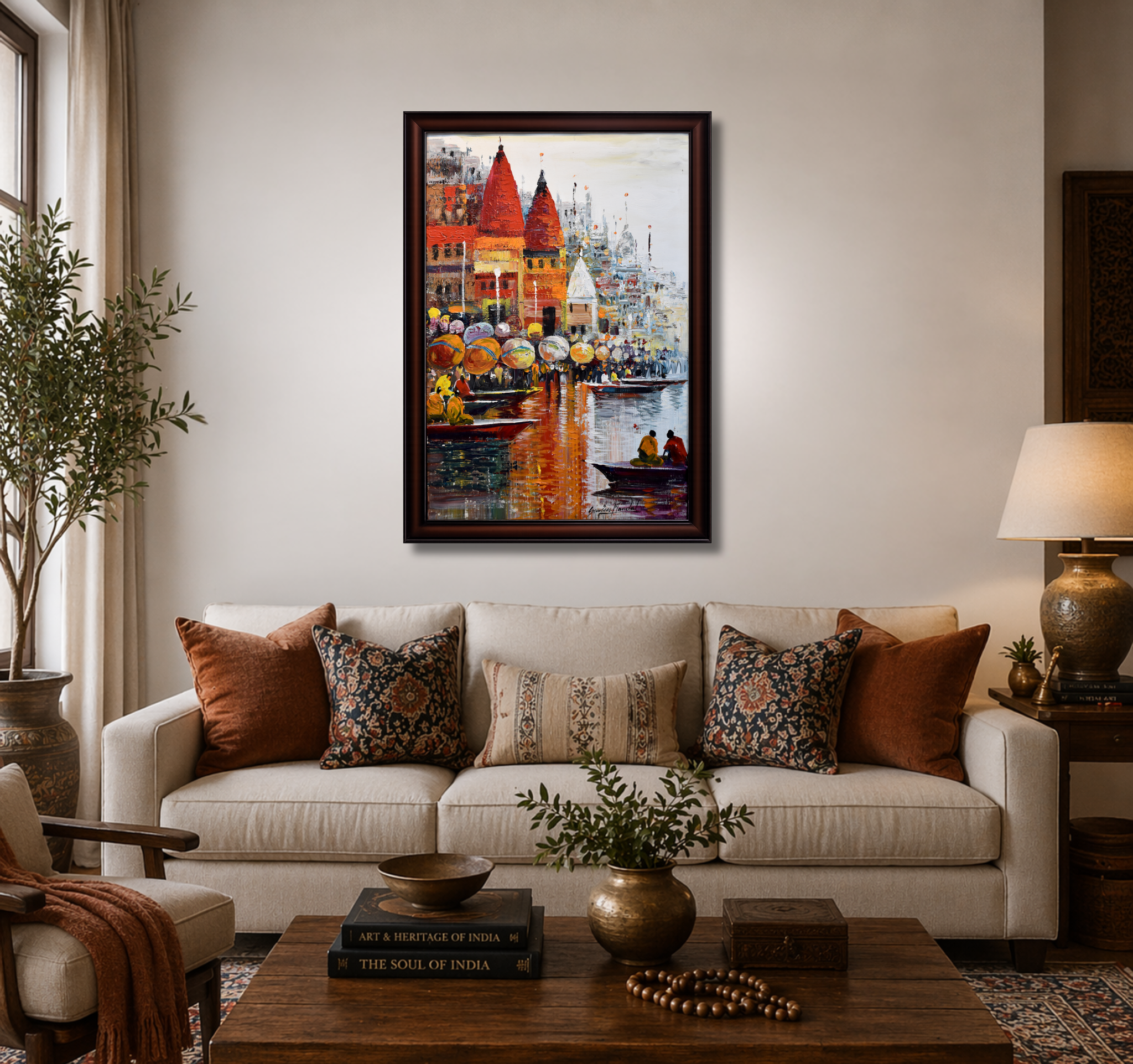 Banaras Ghat Reflection Wall Art