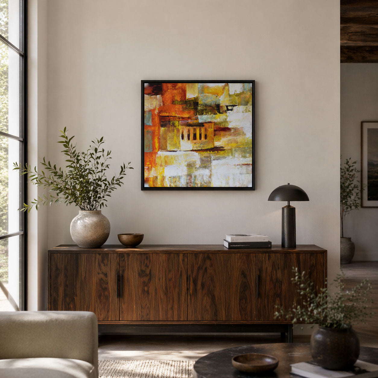 Abstract Modern Painting with Black Frame