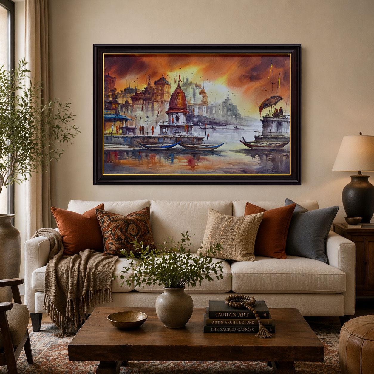 Banaras Ghat Sunset Painting