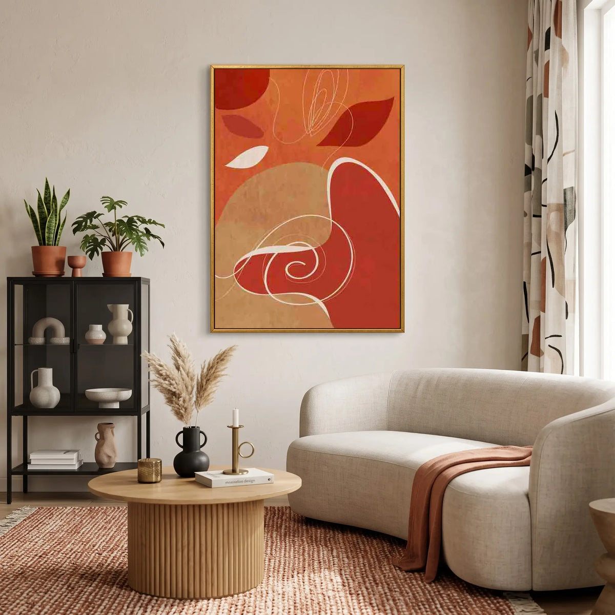 Abstract Terracotta Wall Art | Framed Organic Modern Canvas Print