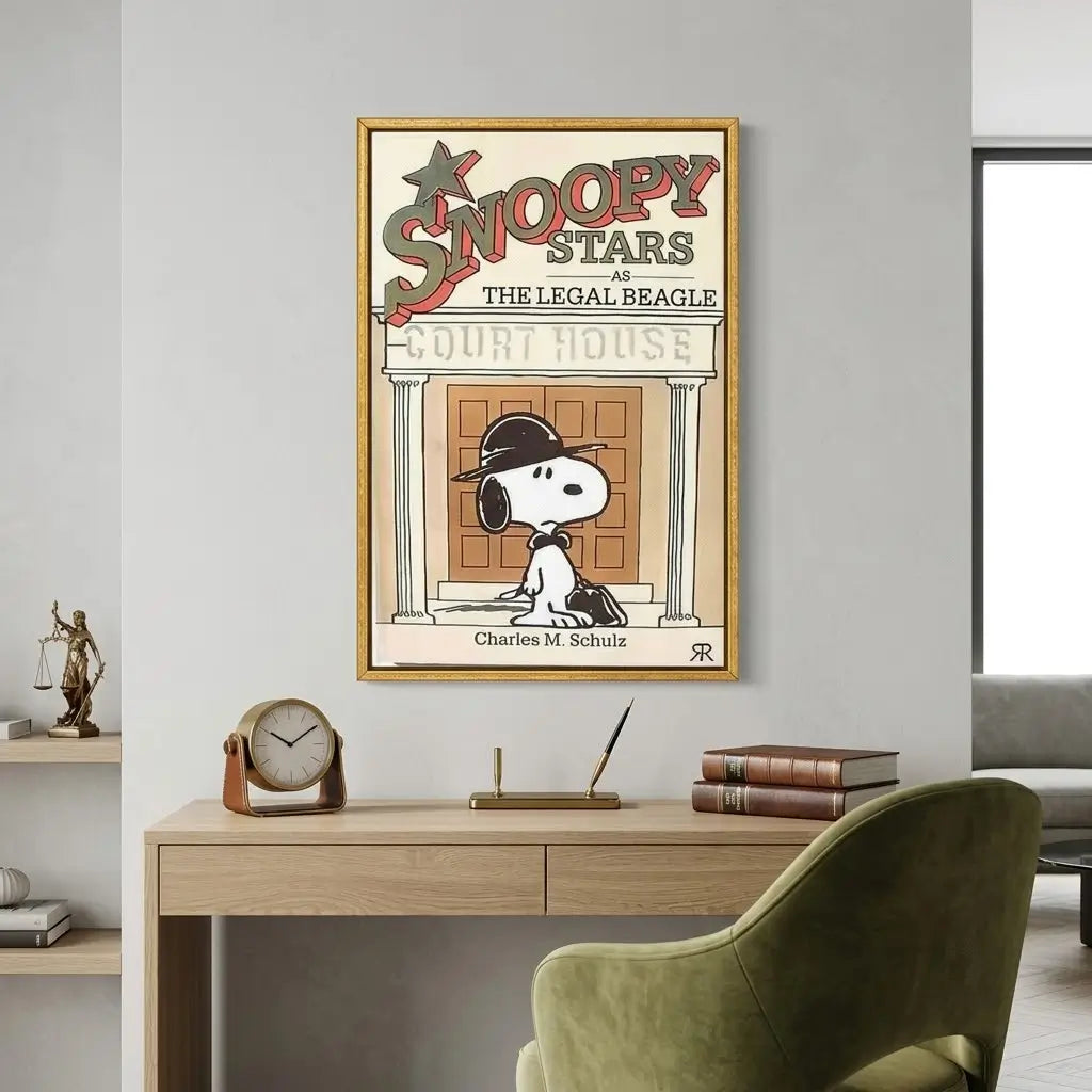 Snoopy Legal Beagle Wall Art | Framed Vintage Cartoon Canvas Print