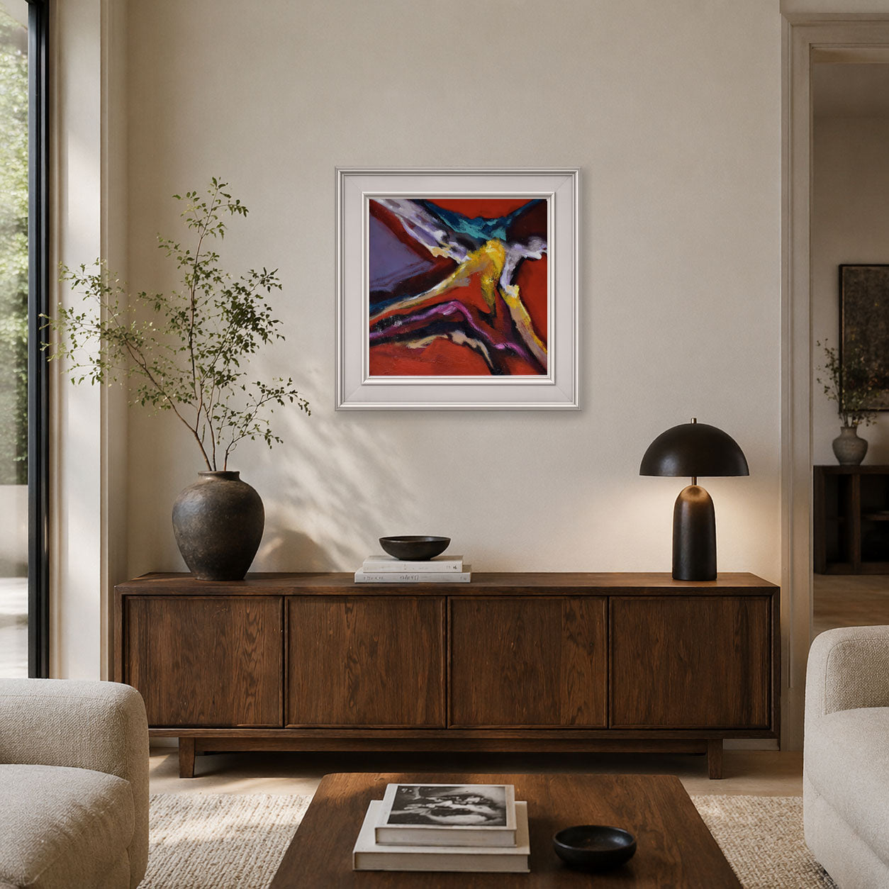 Abstract Color Painting with White Frame
