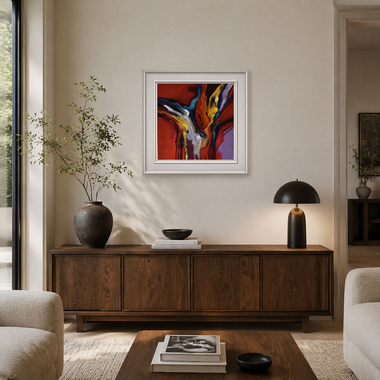 Abstract Color Painting with White Frame
