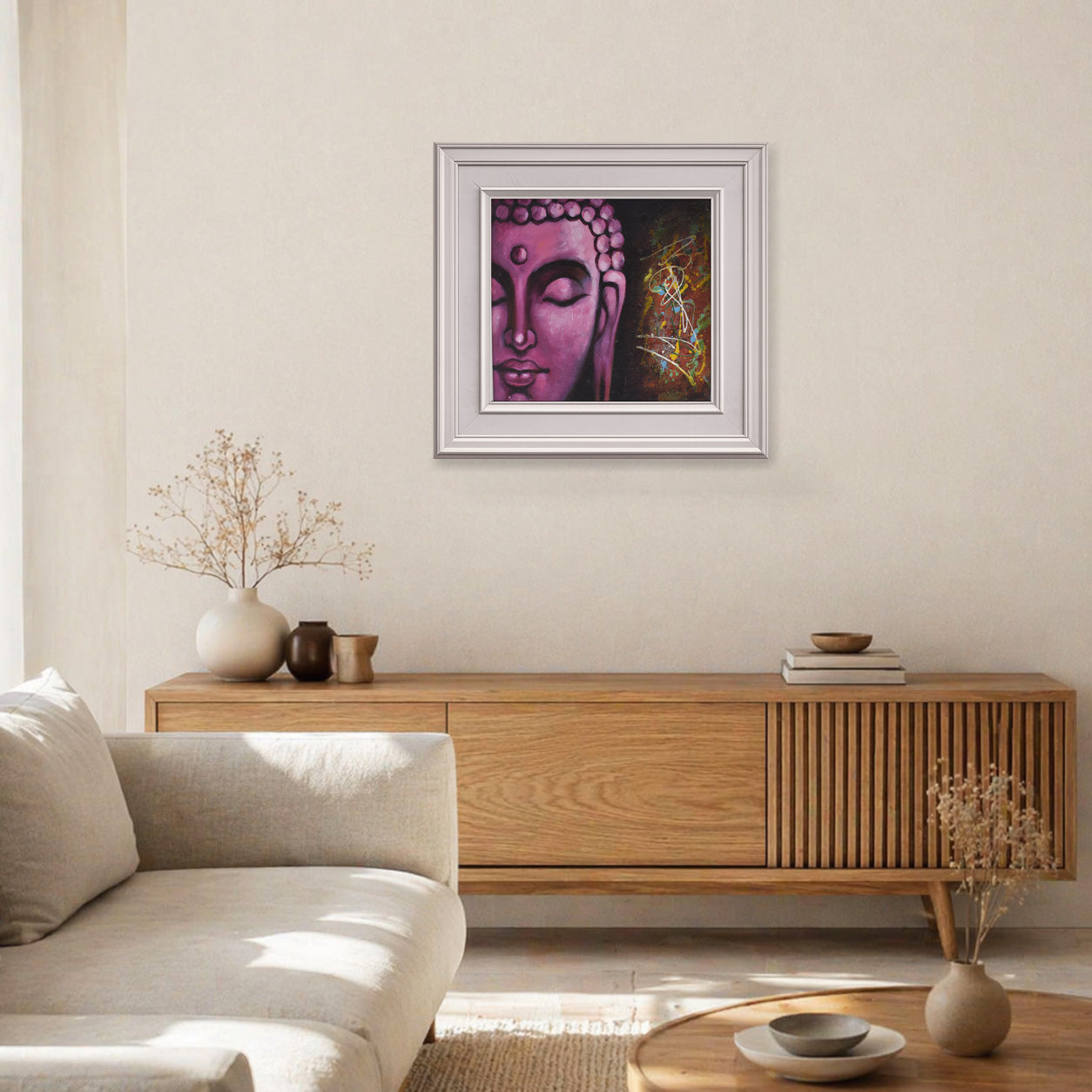 Buddha Painting with White Frame