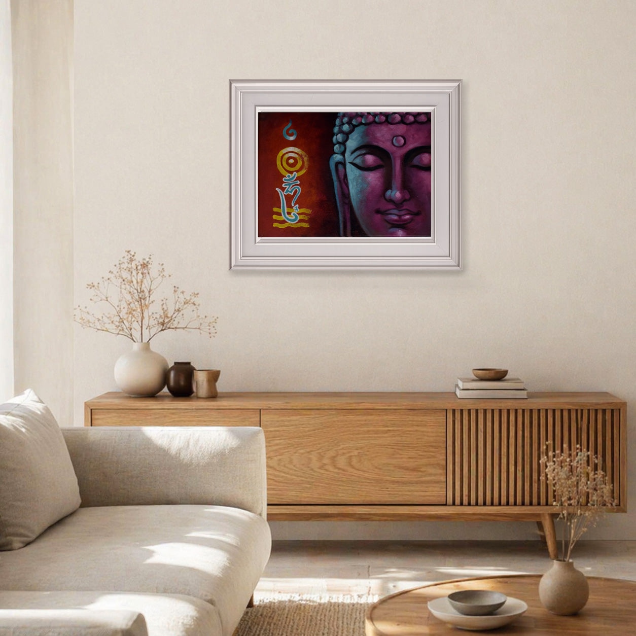 Buddha Painting with White Frame