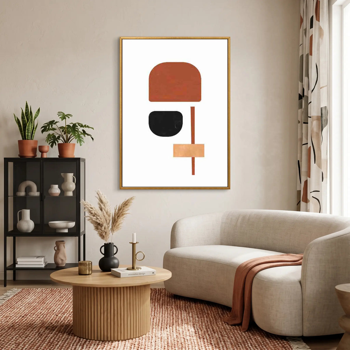 Minimalist Abstract Geometric Wall Art | Framed Modern Canvas Print