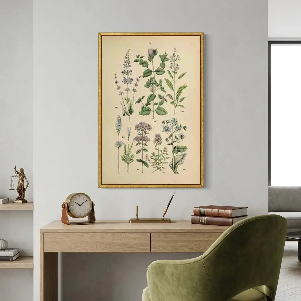 Vintage Botanical Herbarium Wall Art | Framed Botanical Canvas Print