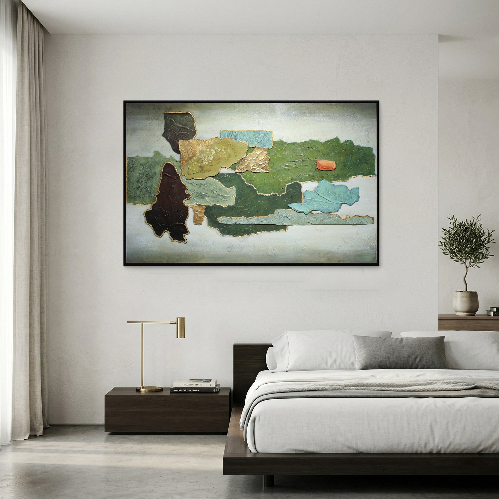 Modern Green Textured Abstract Wall Art