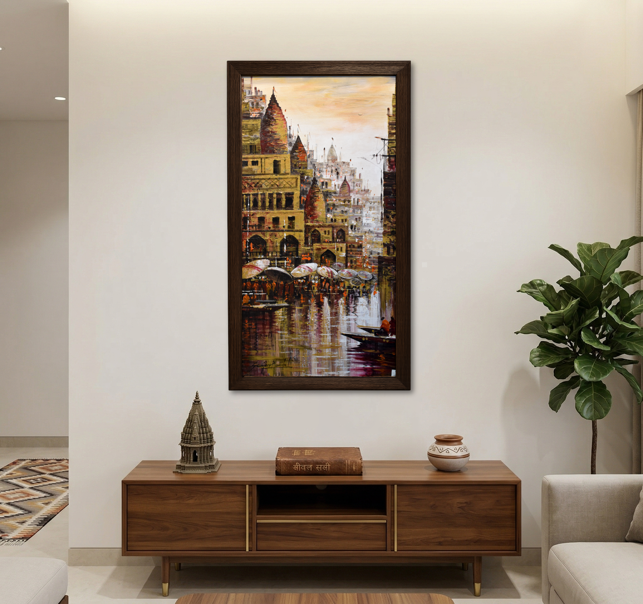 Banaras Temple Reflection Wall Art