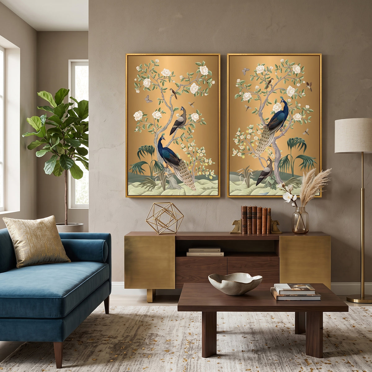 Peacock & Floral Elegance Set Of Two