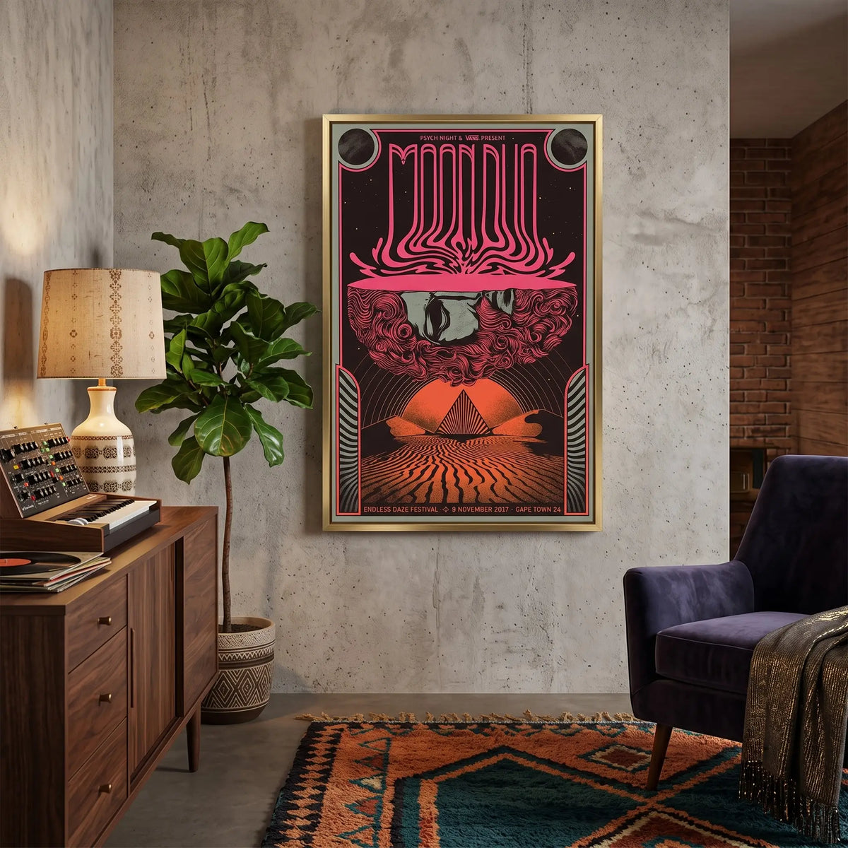 Psychedelic Festival Poster Wall Art | Framed Vintage Music Canvas Print