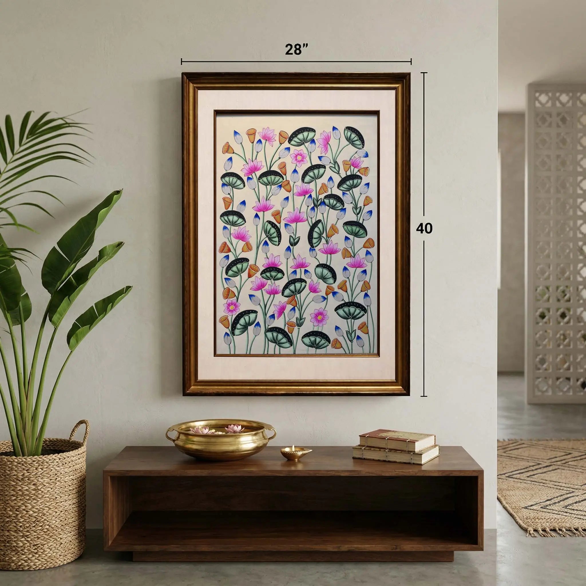 Lotus Floral Pichwai Wall Art