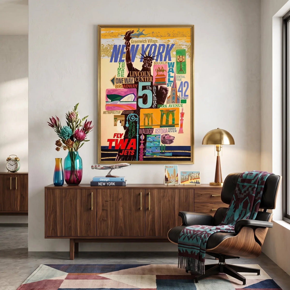 New York Vintage Travel Poster | Framed NYC Canvas Wall Art